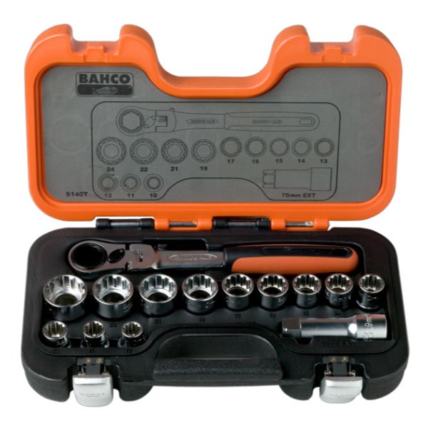 Bahco S140T Go-Through Socket Set S140T, 14 Pce