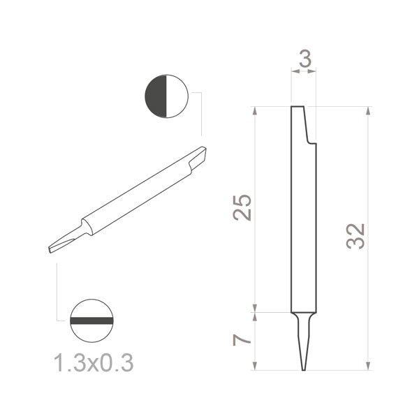 Bernstein Ceramic Blade Bit, 1.30 x 0.30mm, Slotted