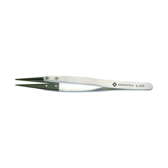 Bernstein Tweezers with Interchangeable Plastic Tip, 125 mm, Flat Tip, 74 CV
