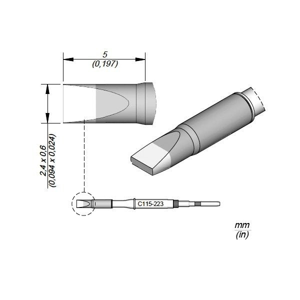 JBC Cartridge Chisel 2.4x0.6