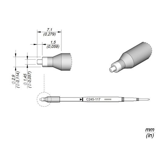 JBC 1.45mm Especial Cartridge Tip - For Through Hole