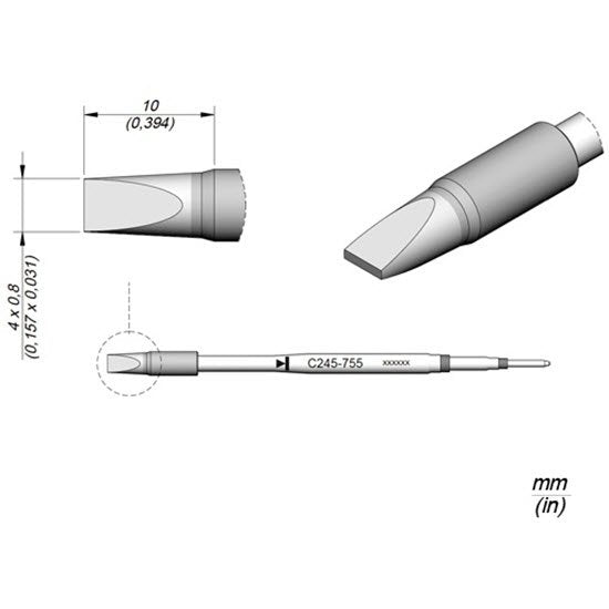 JBC Through Hole Drag Soldering Tip
