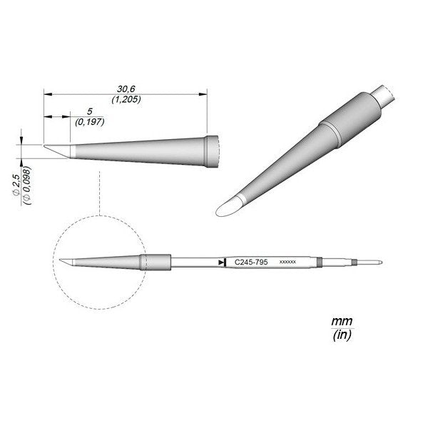 JBC Cartridge Bevel Ø2.5MM