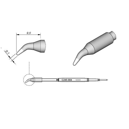 JBC 1.2mm Bent Conical Standard Cartridge Tip