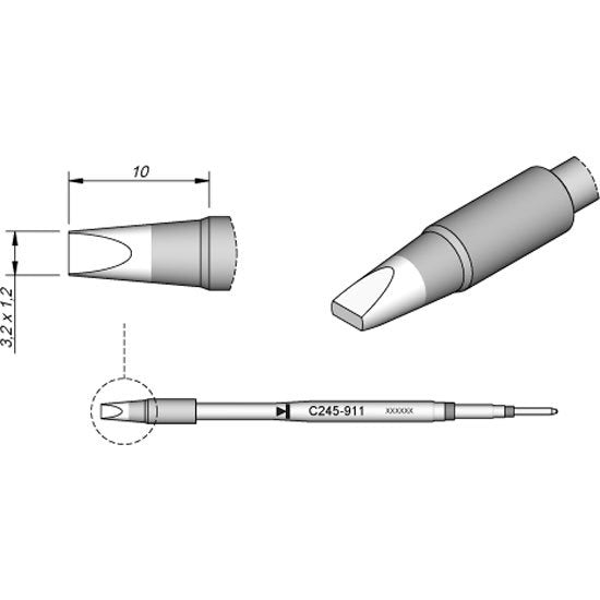 JBC 3.2mm Chisel Standard Cartridge Tip
