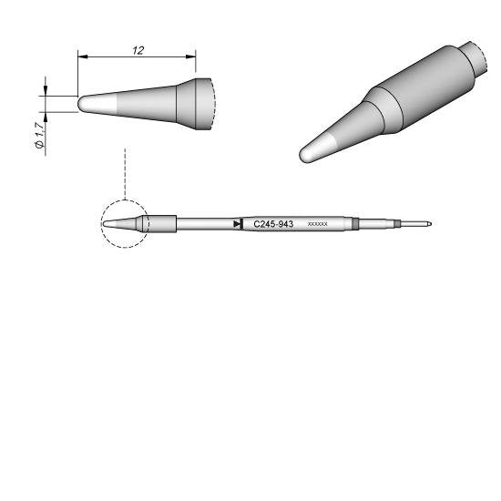 JBC 1.7mm Conical Standard Cartridge Tip