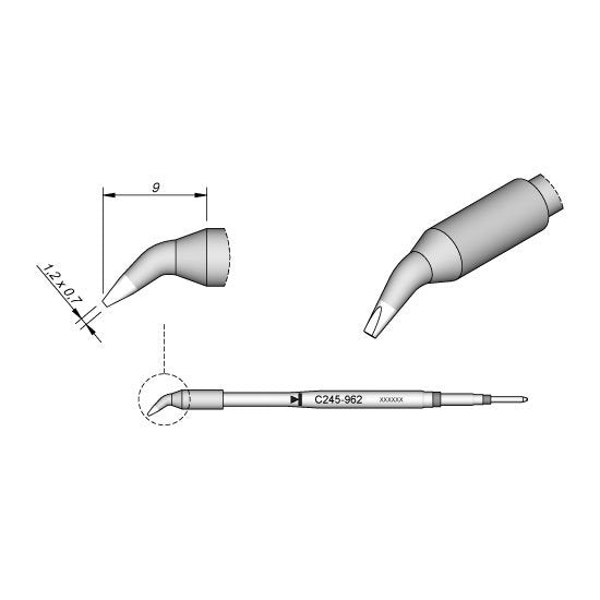 JBC 1.2x0.7mm Bent Conical Standard Cartridge Tip