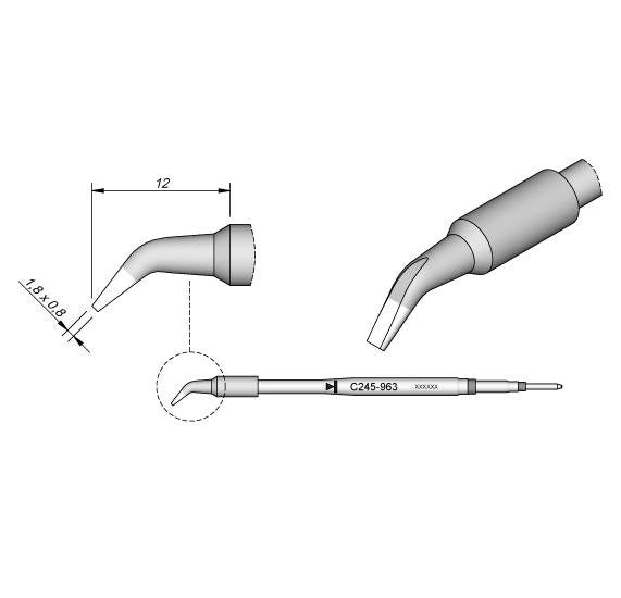 JBC 1.8x0.8mm Bent Chisel Cartridge Tip