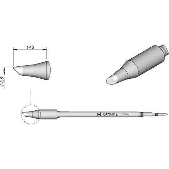JBC 3.5mm Bevel Heavy Duty Cartridge Tip
