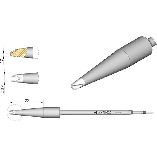 JBC 3.4mm Special Heavy Duty Cartridge Tip