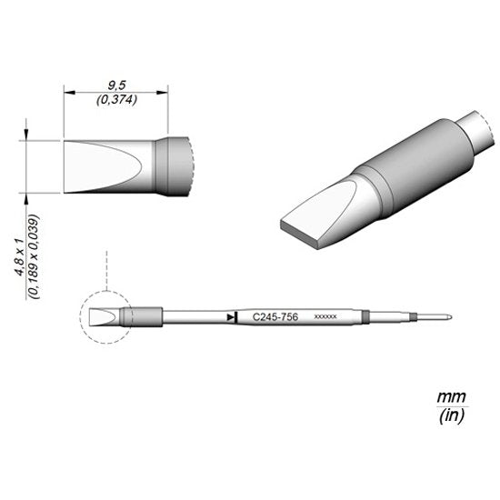 JBC High Thermal Efficiency Chisel Soldering Tip