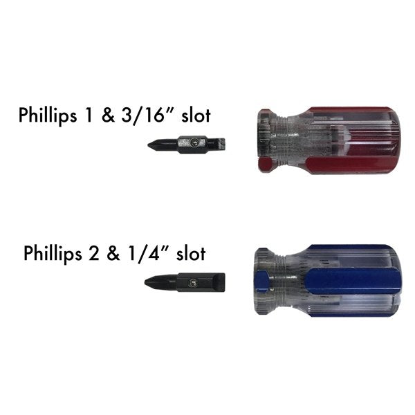 Chapman Double-Ended Phillips/Slotted Bits & Stubby Handle Set