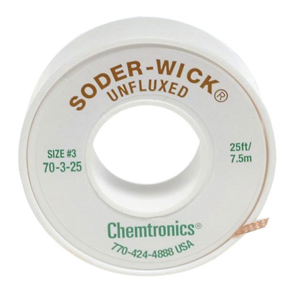 Chemtronics Soder Wick Unfluxed 2mm x 7.5m Size #3