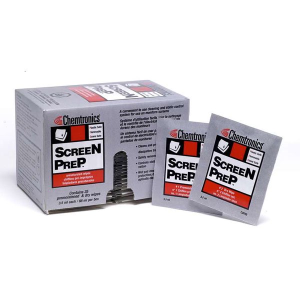 Chemtronics Screen Prep Presaturated Wipe, 25 Twin Packs