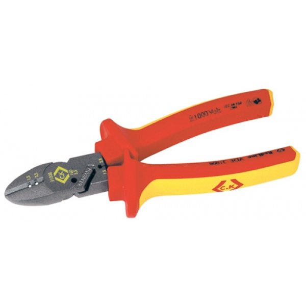 CK Tools 431008 RedLine VDE Insulated CombiCutter3 for Hard, Med, Soft Wire, 6-1/2-Inch OAL