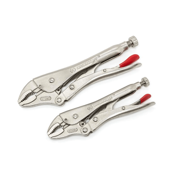 Crescent Curved Jaw Locking Pliers with Wire Cutter, 2 Pce