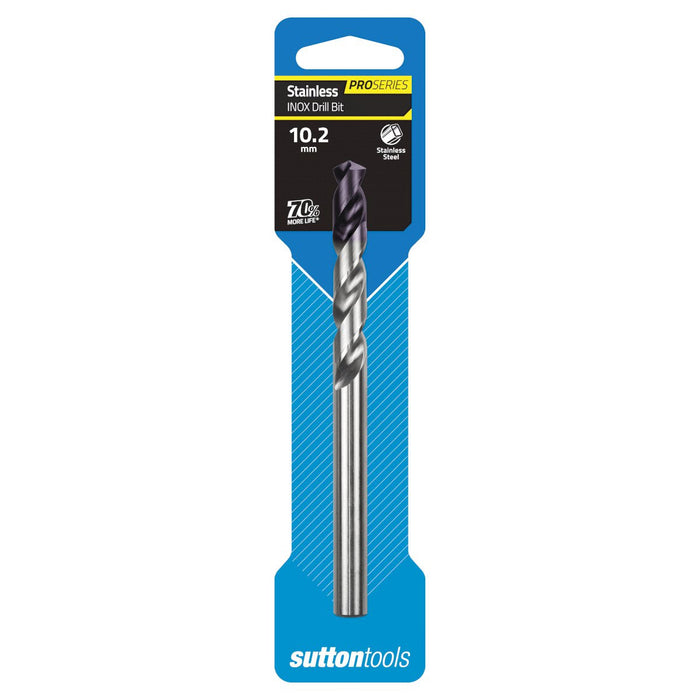 Sutton Drill D185 10.2mm Jobber Inox TiAIN Tip HSS Carded