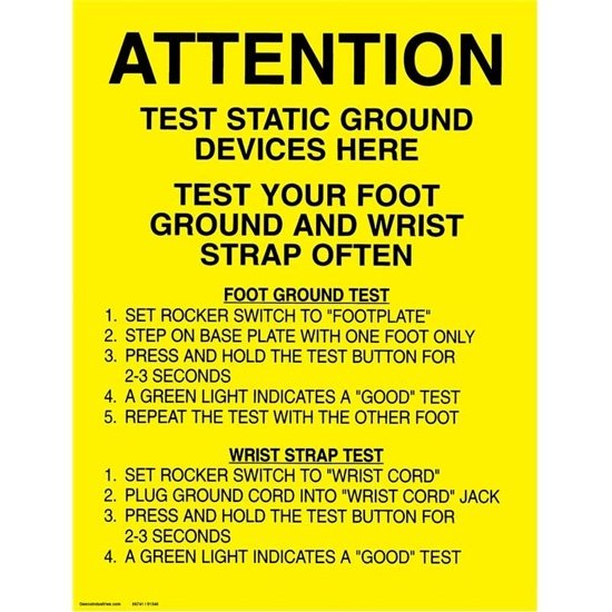 Desco 06741 Foot/Wrist Ground Tester Poster, 17