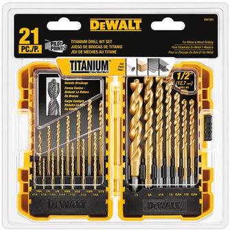 Dewalt Pilot Point 21 Pce Titanium Imperial Drill Bit Set with Tough Case