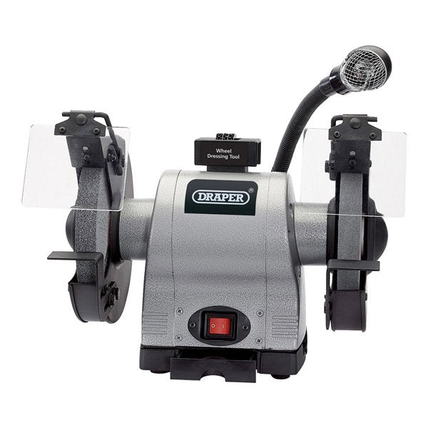 Draper Tools 200mm Heavy Duty Bench Grinder with Worklight (550W)