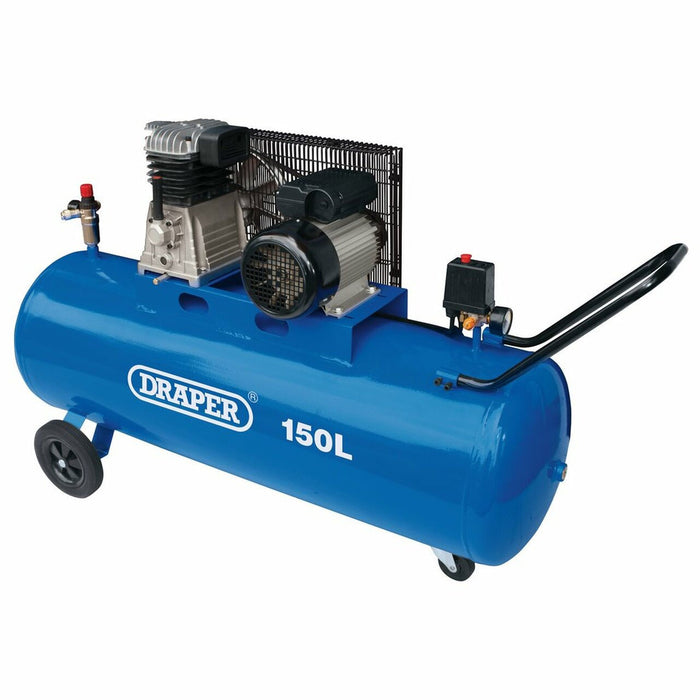 Draper Tools Wheeled Belt-Driven Air Compressor, 150L, 2.2kW