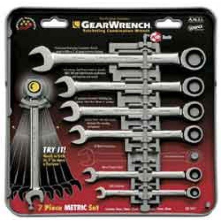 GearWrench 7 Pc. 12 Point Ratcheting Combination Metric Wrench Set