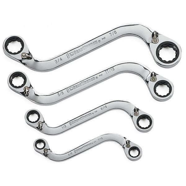 GearWrench 4 Pc. 12 Point S-Shape Reversible Double Box Ratcheting SAE Wrench Set
