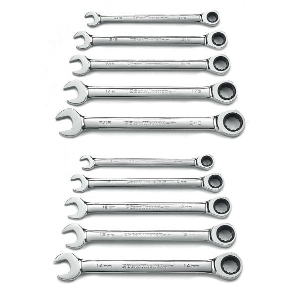 GearWrench 10 Pc. 12 Point Ratcheting Combination SAE/Metric Wrench Set