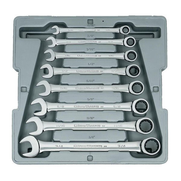 GearWrench 12pt Ratcheting Combination SAE Wrench Set 8 Pce
