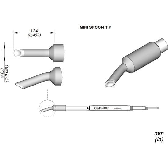 JBC 2.3mm Bevel Mini-Wave Standard Cartridge Tip