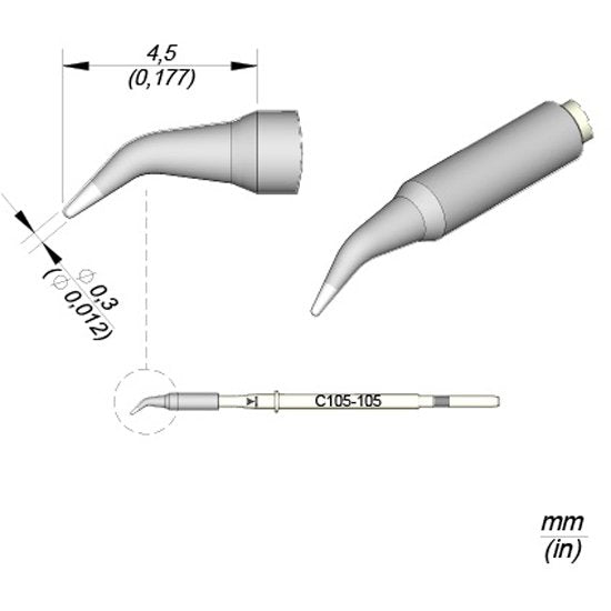 JBC 0.3mm Bent Conical Nano Cartridge Tip