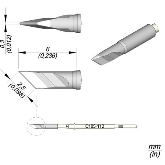 JBC 0.3x2.5mm Knife Nano Catridge Tip