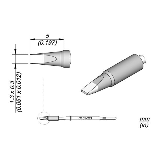 JBC 1.3 x 0.3mm Cartridge Chisel