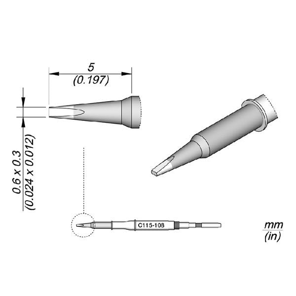 JBC Cartridge Chisel 0.6x0.3