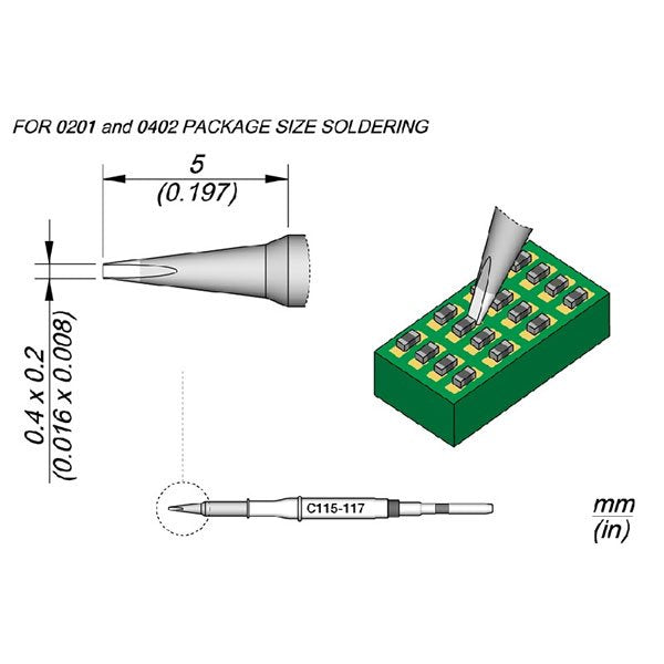 JBC Cartridge Chisel 0.4x0.2