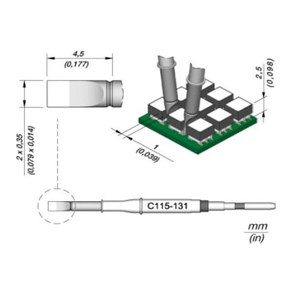 JBC Cartridge Chisel 2x0.35