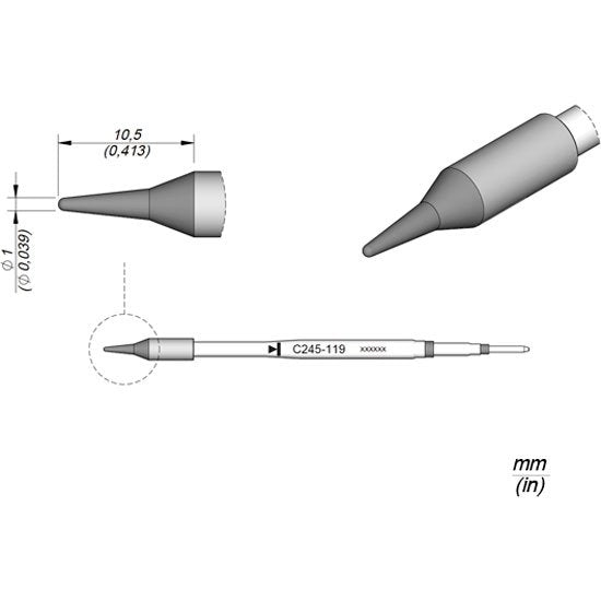 JBC 1mm Especial Cartridge Tip - Teflon Coated