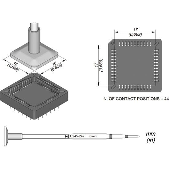 JBC 17x17 PLCC Socket Standard Cartridge Tip