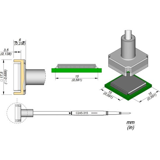 JBC 15x15 QFP/PLCC Standard Cartridge Tip
