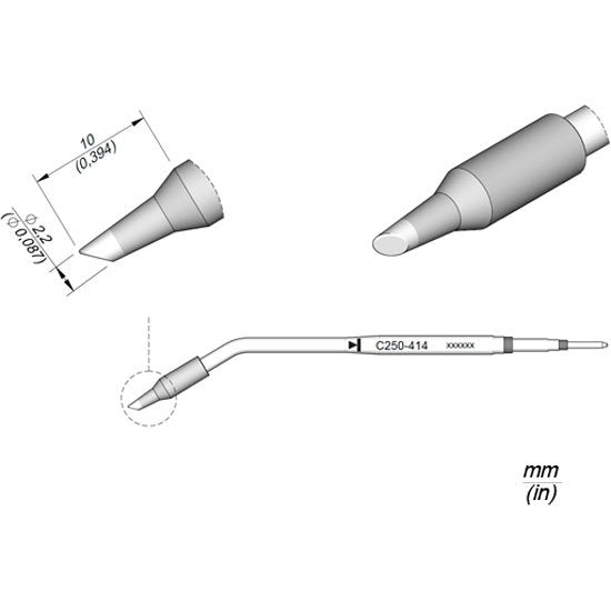 JBC 2.2mm AL250 Auto-Feed Iron Cartridge Tip