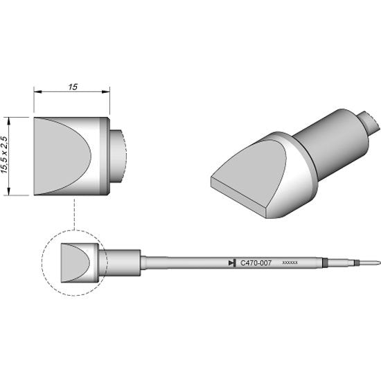 JBC 15.5x2.5mm Chisel Heavy Duty Cartridge Tip