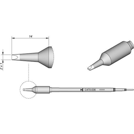 JBC 2.0x1.0mm Chisel Heavy Duty Cartridge Tip