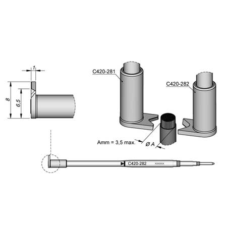 JBC C420282 3.5mm Cable Stripper Cartridge Tip