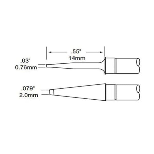 Metcal Tweezer Cartridge, Blade, 2.0x14mm