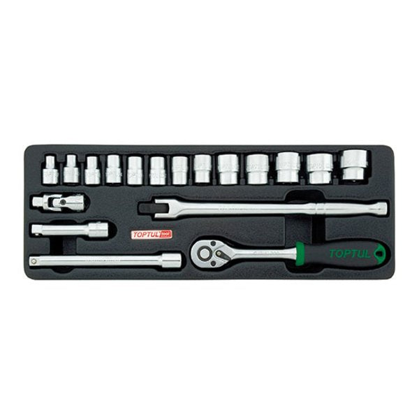 Toptul 18pc 3/8in Dr. 12pt Socket Set