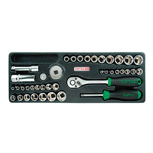 Toptul 40pc 1/4in 3/8in Dr. 6pt Socket Set