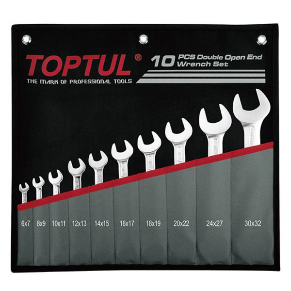 Toptul 10pc Double Open End Spanner Set - Metric