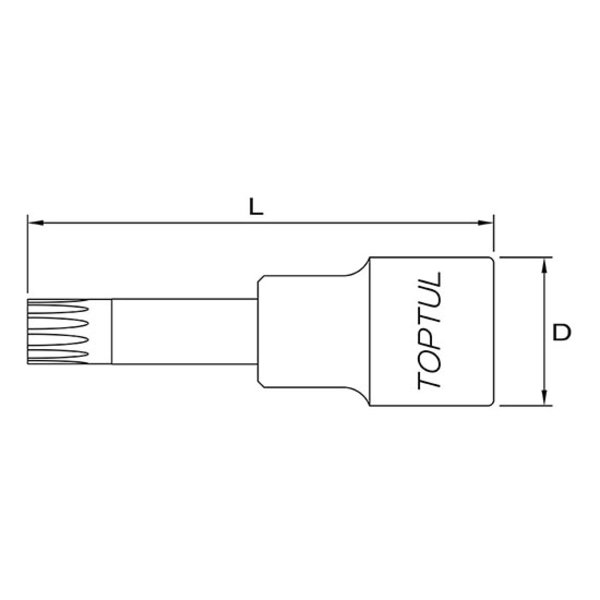 Toptul Extra Long Spline Bit Socket 1/2in Dr. x M10 x 100mm