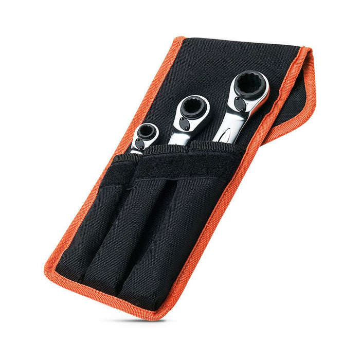 Bahco 4-in-1 Ratcheting Ring Spanner Set, 3 Pce