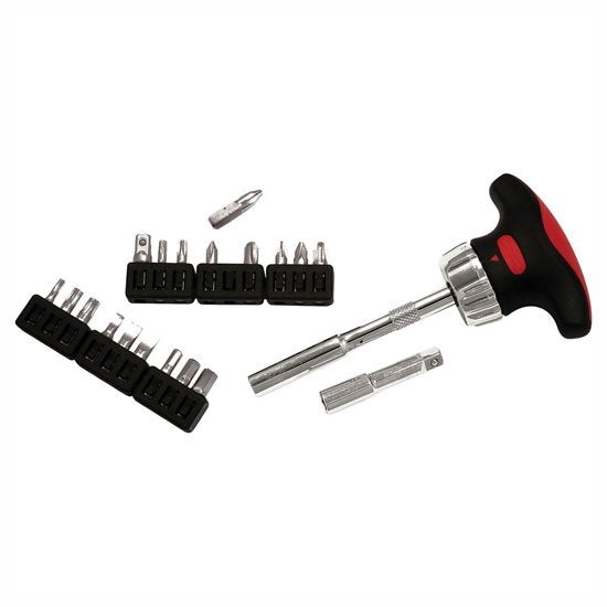 Sidchrome T-Handle Ratcheting Screwdriver Set, 21 Piece